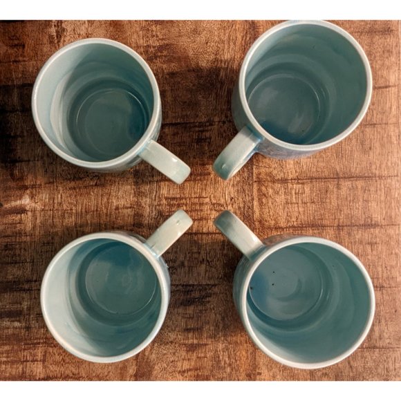 Vintage Set of Stacking Mugs/Teacups, Sky Blue Featuring Peacocks/Pheasants - Ma - Picture 6 of 9